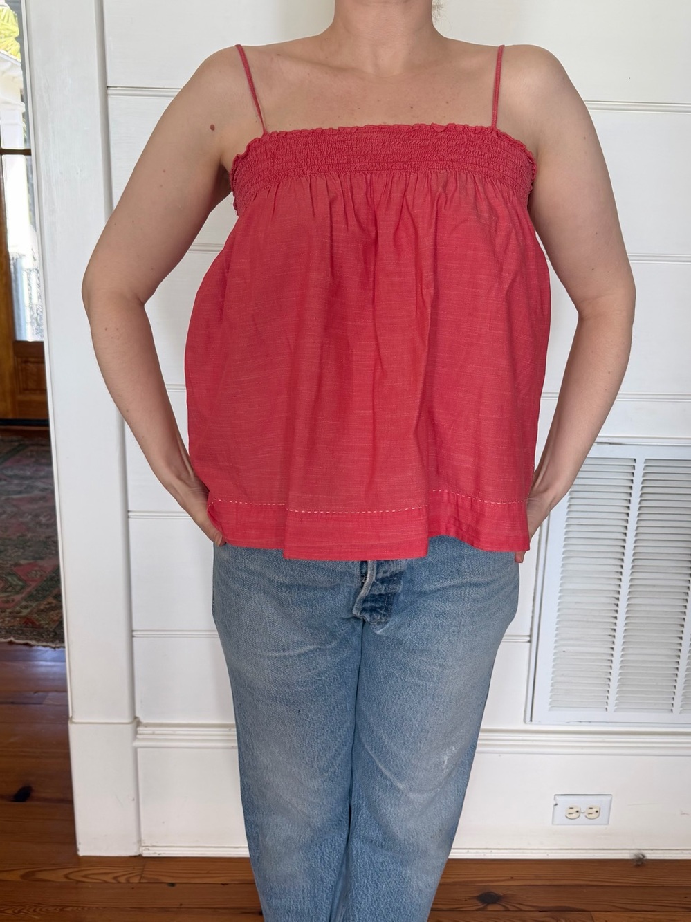 Levi’s Cotton Boho Smocked Trapeze Top